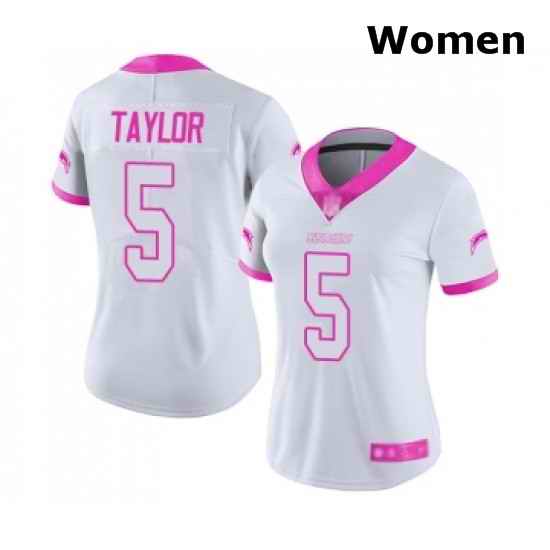 Womens Los Angeles Chargers 5 Tyrod Taylor Limited White Pink Rush Fashion Football Jersey